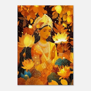 South Asian Apsara Fantasy Canvas Print, Wall Art Home Office Room Studio Dorm Tall Decor, Indian Hindu Heritage Pop Art Gift, Ready to Hang