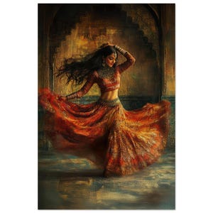 Anuncio personalizado - Mujer india bailando - Póster de papel mate sin bordes con calidad de museo, 60 x 90 cm (24 x 36 pulgadas)