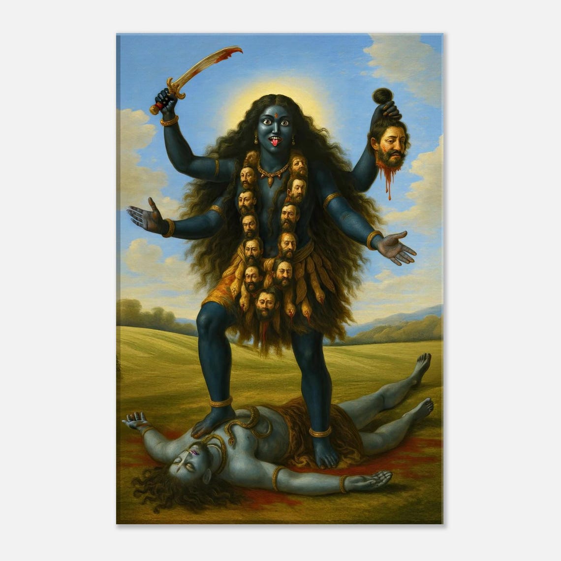 Lord Shiva Stops Kali's Destructive Rage by Lying in Her Path Canvas ...