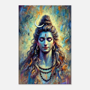 A Meditating Lord Shiva Portrait Canvas Print, Wall Art Home Office Studio Living Room Decor, India Hindu Heritage Ethnic Gift Ready to Hang