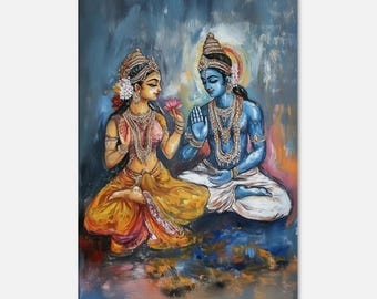 ヴィシュヌ…ビンテージスタイルのインドのヒンドゥー教のポスター