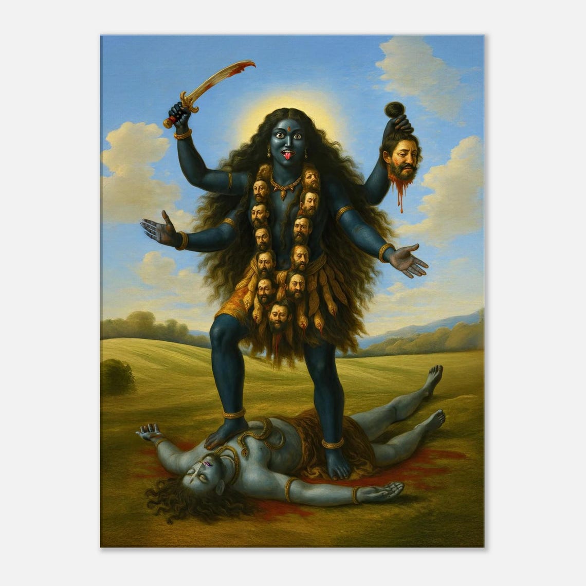 Lord Shiva Stops Kali's Destructive Rage by Lying in Her Path Canvas ...