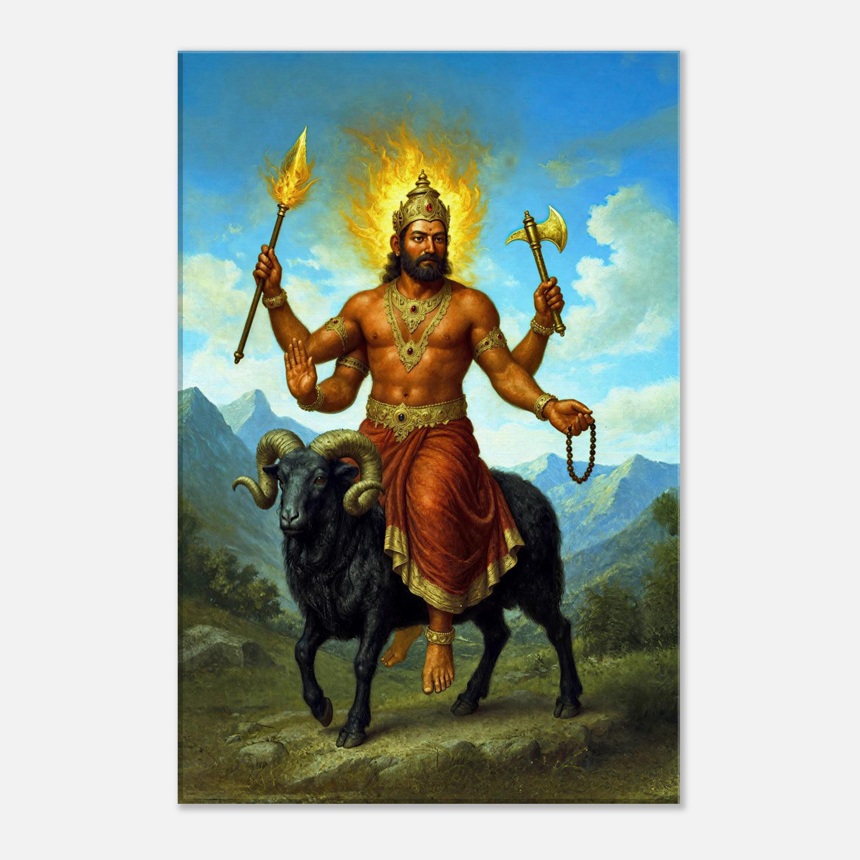 ヒンドゥー教の火の神アグニのキャンバスプリント、背の高い壁アート