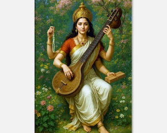 Hindu Goddess Saraswathi Art Print Home Decor - Etsy