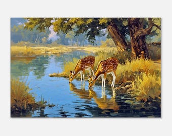 鹿の親子 F25油彩画 風景画 絵画 oil painting art il_340x270.6915395443_l1gt.jpg