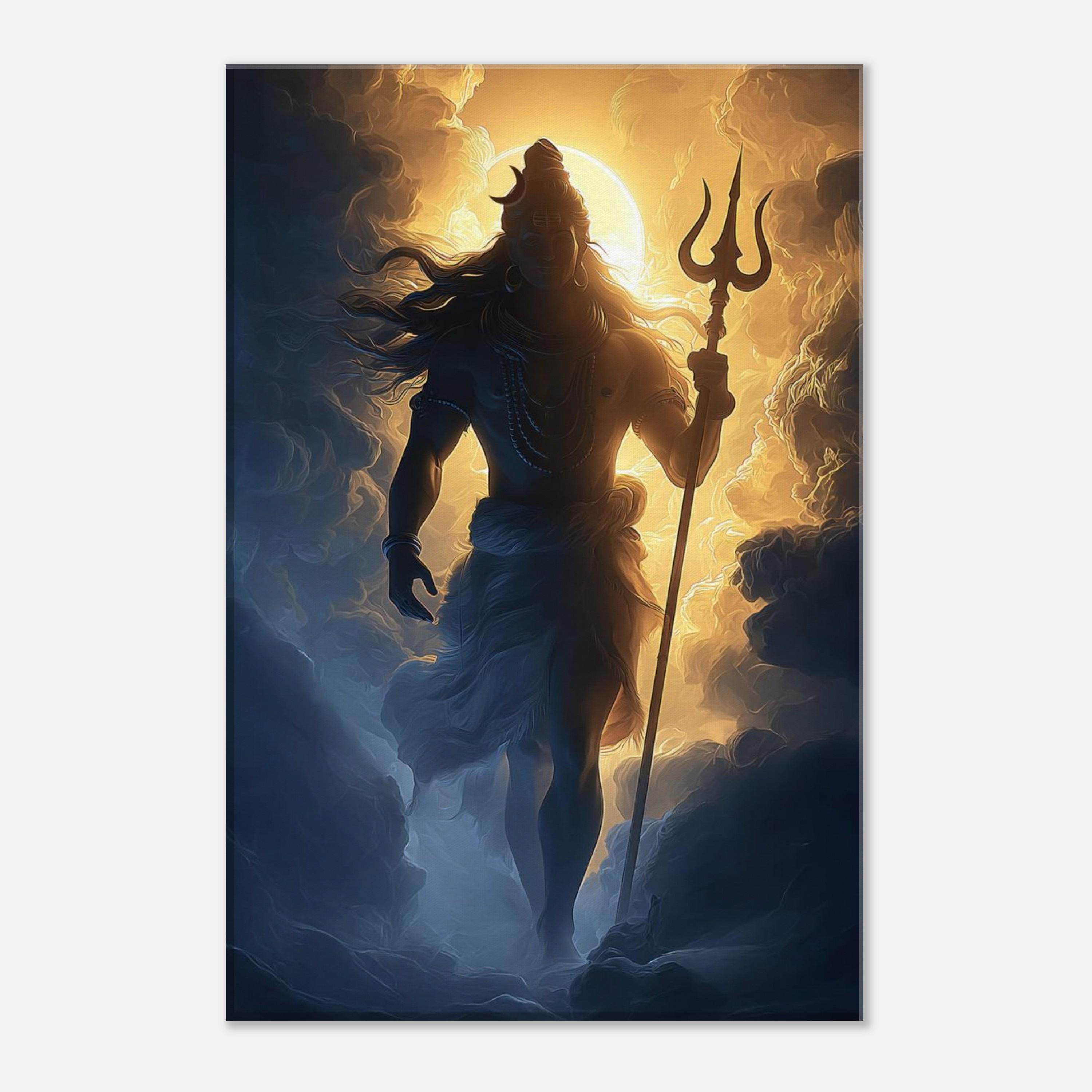 Lord Shiva With Trishul Silhouette Canvas Print, Wall Art Home Office ...
