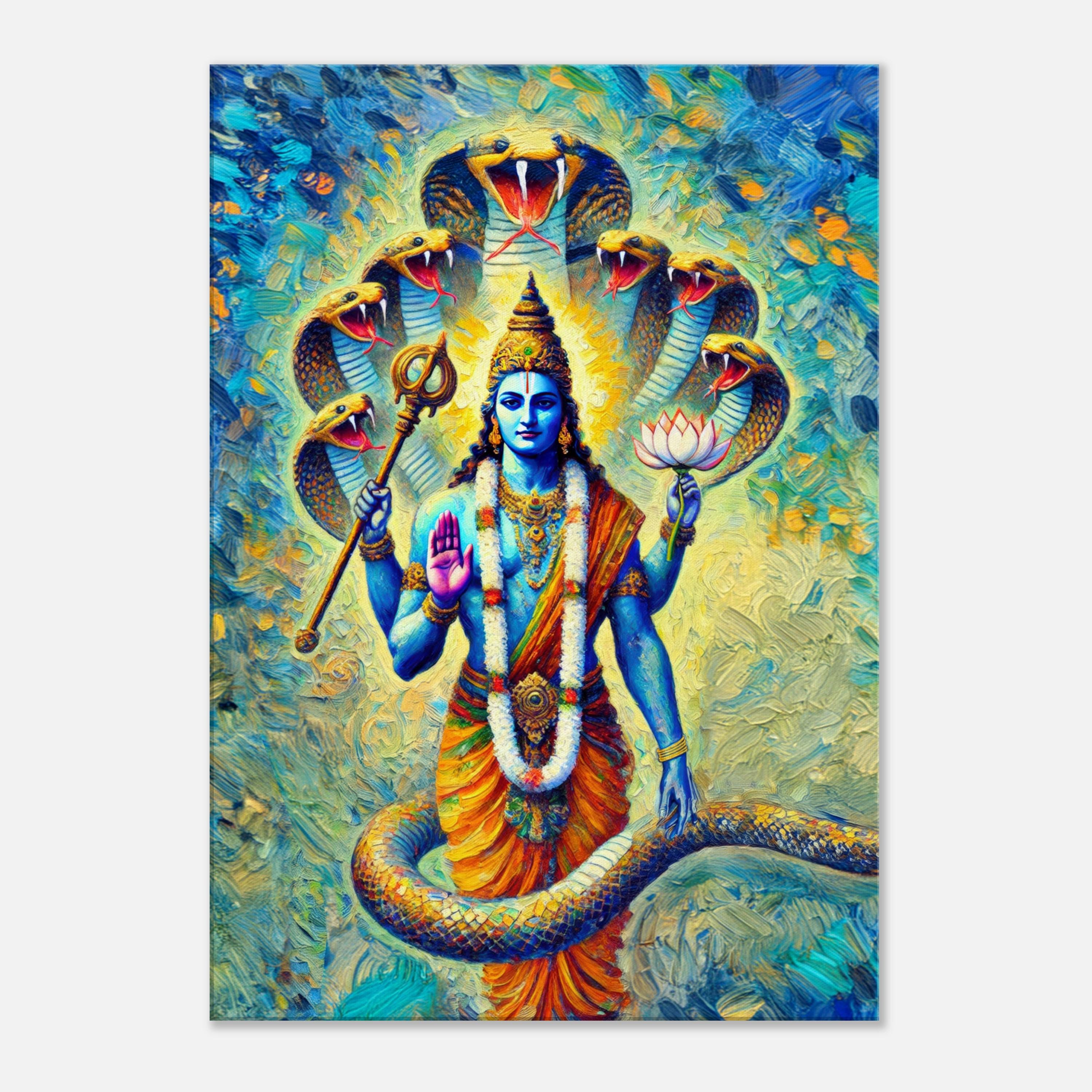 Hindu God Vishnu With Sheshnag Canvas Print, Wall Art Home Office Dorm ...