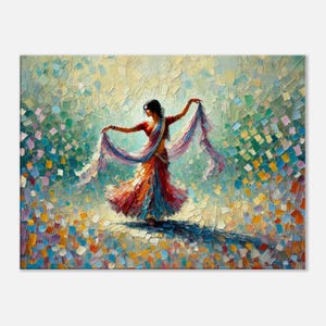 Dancing Indian Woman  in a Splash of Color Canvas Print, Wall Art Home Office Studio Dorm Decor, Indian Heritage Ethnic Gift, Ready to Hang