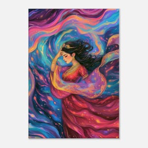 Starlight Fairy Indian Princess Canvas Print, Childrens Room Wall Art Home Nursery Studio Dorm Vertical Fantasy Decor Gift, Ready to Hang