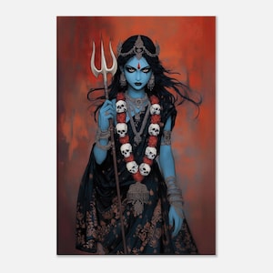 Kali Maa Hindu Goddess of Death Destruction and Time Canvas Print, Wall Art Home Dorm Studio Room Decor, India Heritage Gift, Ready to Hang