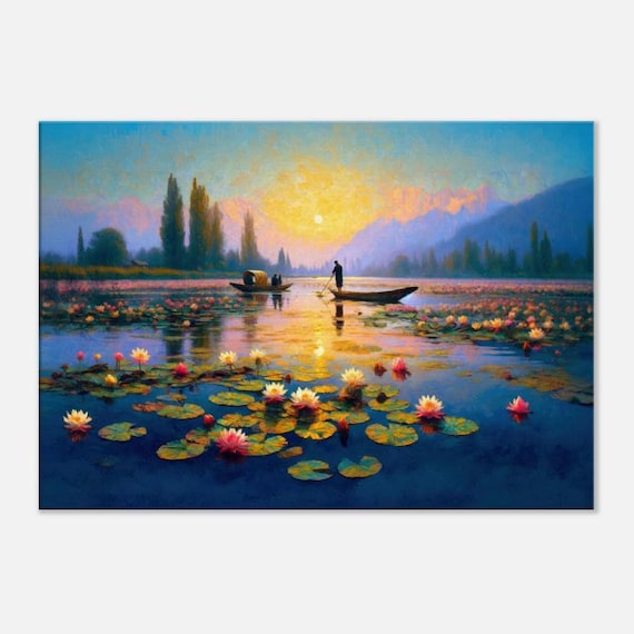 Kashmir Dawn Mountain Lake Canvas Print, Himalayan Valley