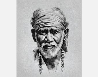 シルディー、サイババと龍を描いた絵の写真（複製・額縁付き）A～C