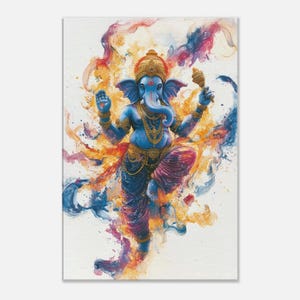 Hindu God of Wisdom Lord Ganesha Canvas Print, Wall Art Home Office Studio Dorm Living Room Decor, India Ethnic Heritage Gift, Ready to Hang