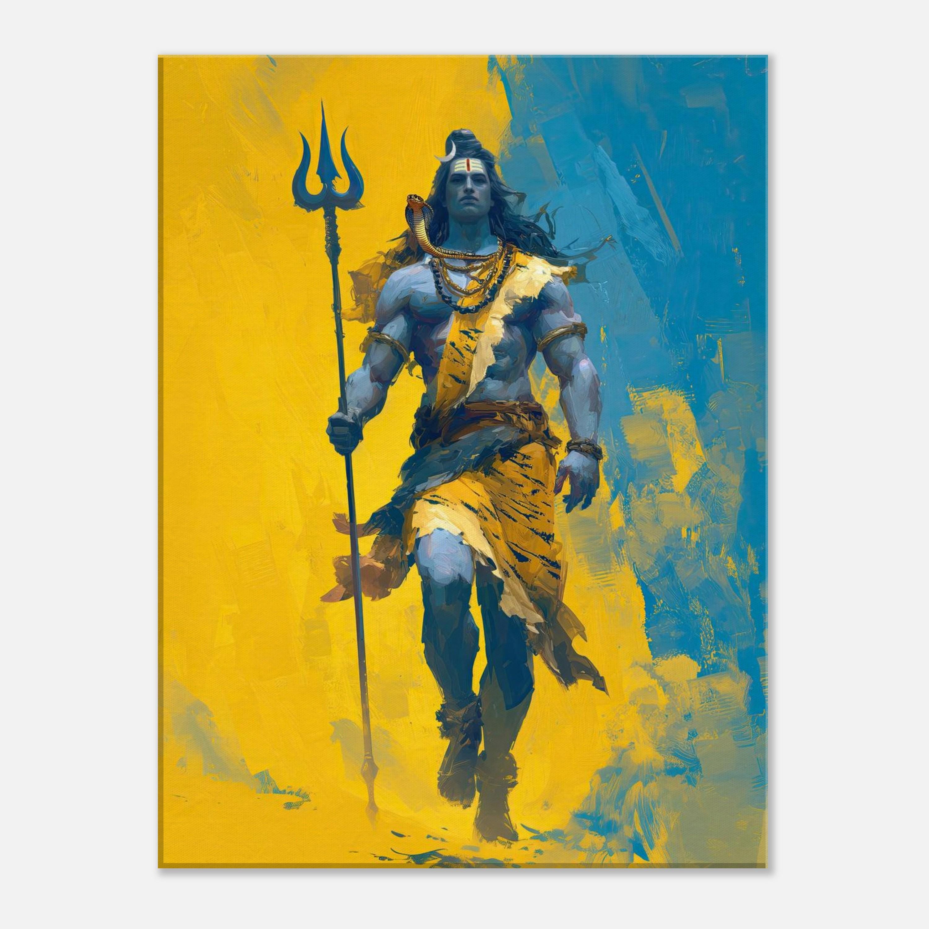 Lord Shiva as the Destroyer Vibrant Color Grunge Canvas Print