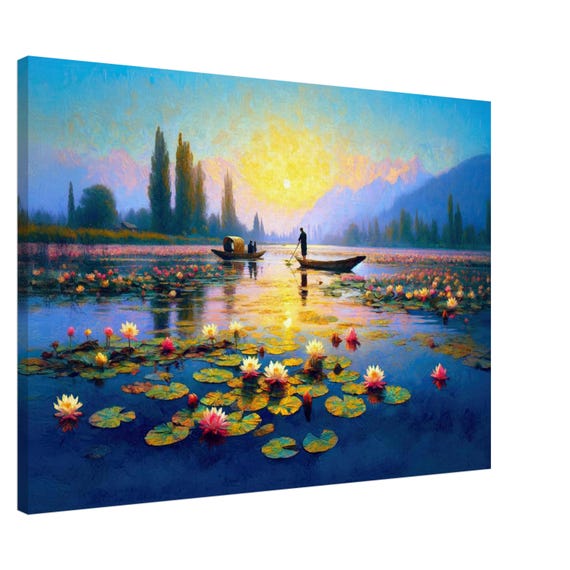 Kashmir Dawn Mountain Lake Canvas Print, Himalayan Valley