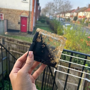 Handmade Half Golden Resin Ashtray