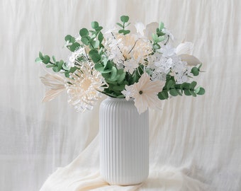 Bouquet de fleurs en papier Santorini blanc