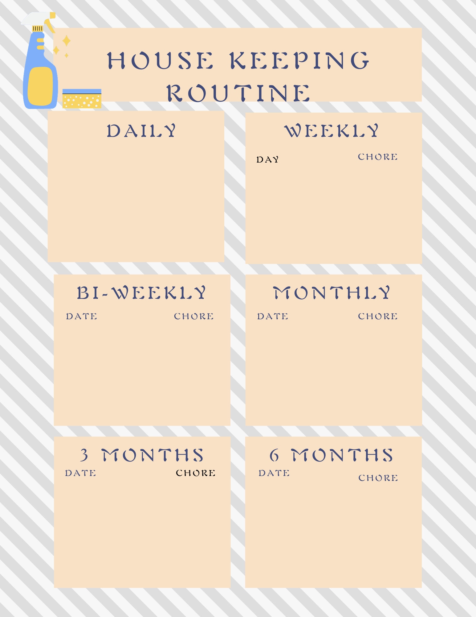 HOUSE KEEPING Calendar / Printable Calendar / Cleaning List