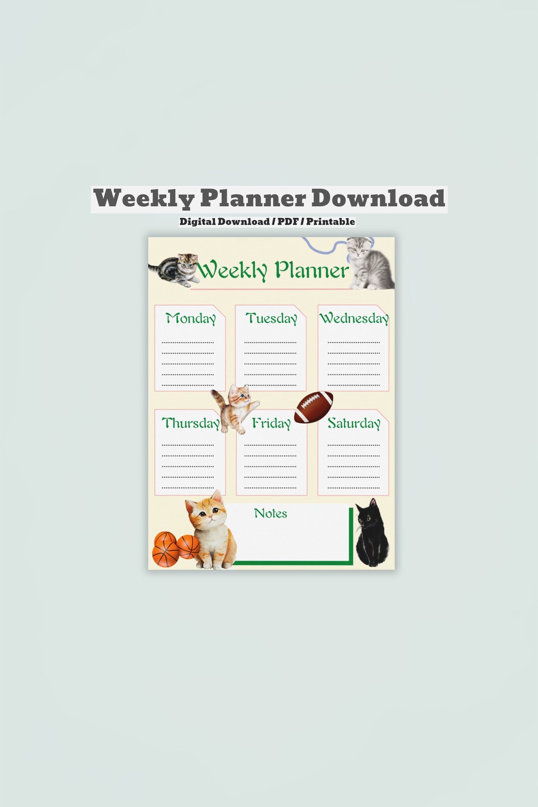 Weekly Planner / KIDS Planner / Children / Downloadable Planner ...