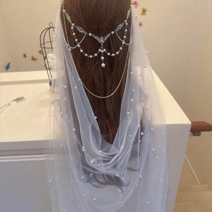 Pearl Wedding Bridal Veil Metal Comb Custom Made  New F07