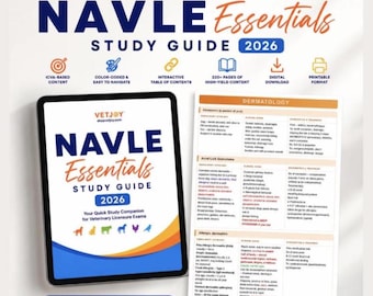 NAVLE Essentials Study Guide 2026: Color-Coded Vet Exam Rapid Quick Prep (Digital + Printable PDF)