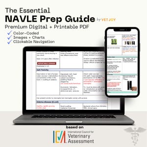 Guida allo studio NAVLE Essentials 2025 / Digitale + stampabile / Note di preparazione rapida per l'esame di abilitazione veterinaria con codice colore visivo e scuola veterinaria