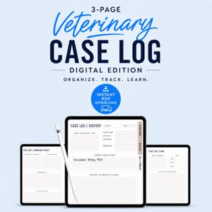 VetJoy Digital Vet Med Case Log Template: Veterinary Patient Notes (PDF)
