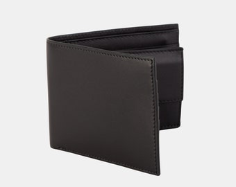 Personalized Genuine Black Color Leather Men's Wallet, Trifold Wallet with Removable Compartment, Handmade, Gift for Him