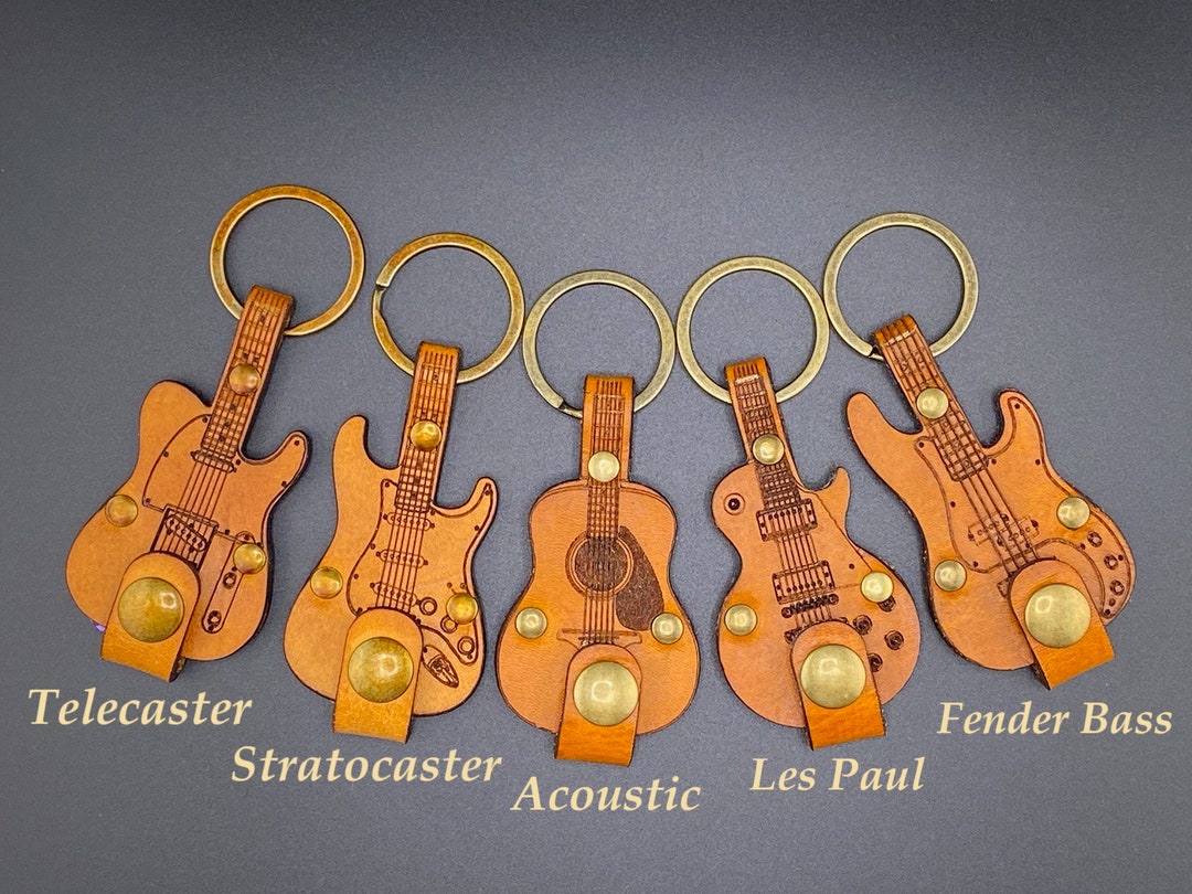 Leather Guitar Pick Holder Keychain Unique Musician Birthday Gift