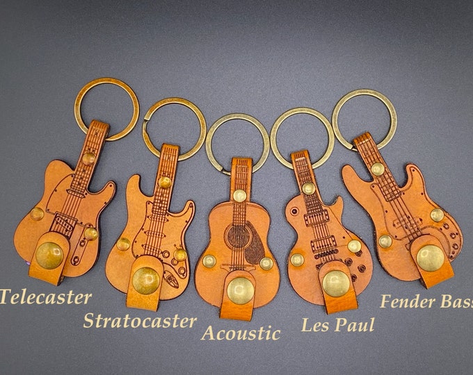 Leather Guitar Pick holder keychain  unique music musician birthday gift Mother's day Father's day