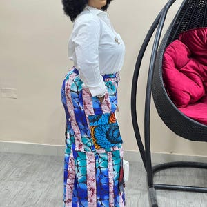 PANTALONES CON ESTAMPADO AFRICANO / Pantalones de talla grande con estampado tribal / Pantalones de patchwork de algodón / Pantalones cargo de cintura alta / Pantalones cargo con parches hechos a mano