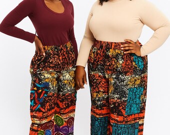 African Ankara Cargo Pants: Cotton Wax Print, Relaxed Fit