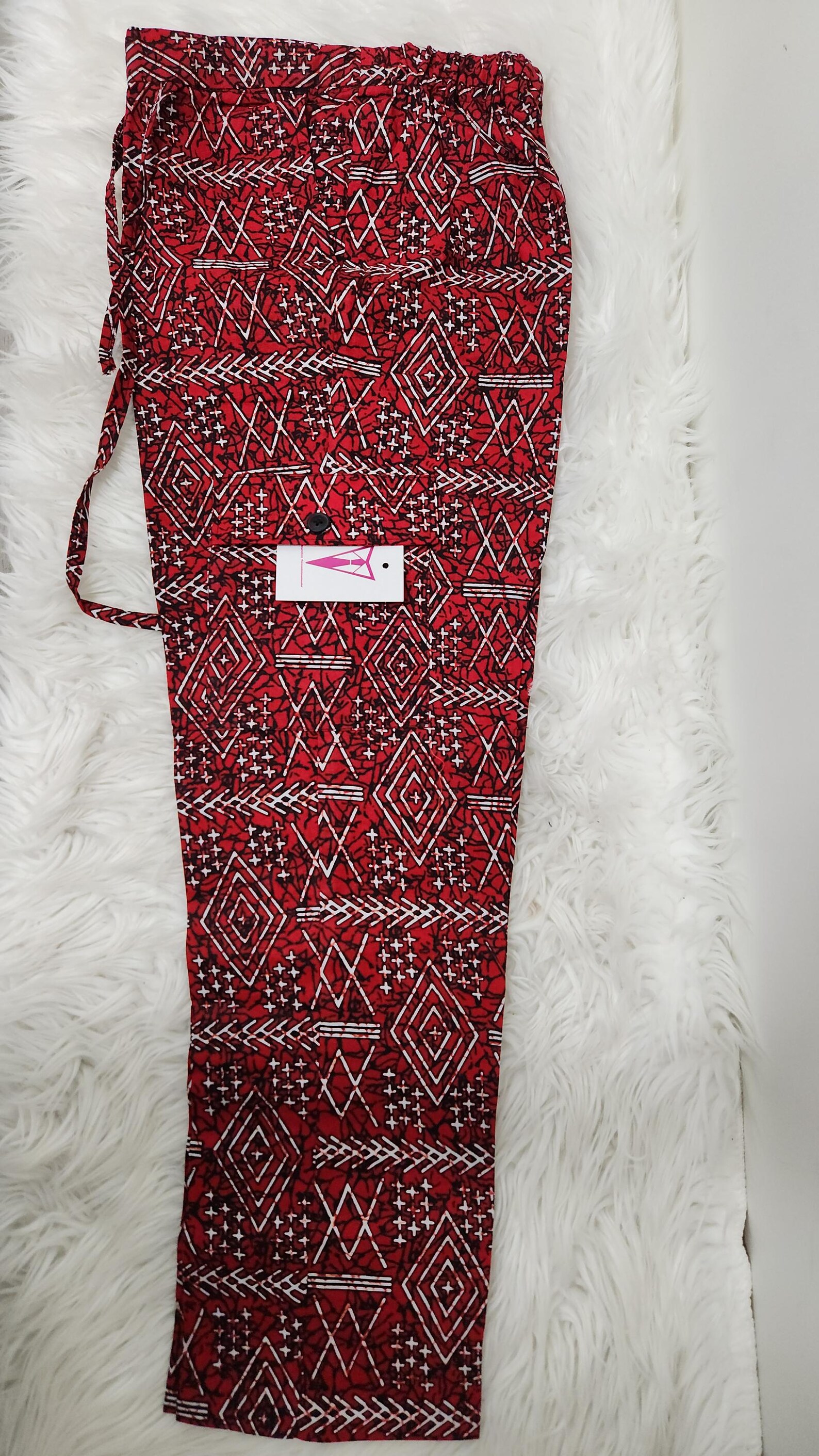 RED TRIBAL IKAT SHORT PANTS