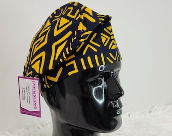 African print cap for men / Hand made Ankara cap/ Traditional Dansiki kufi Head cap /Ethnic Tribal Headwear / Unique & vintage gift for him