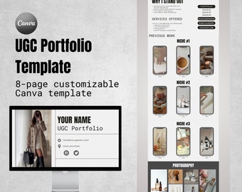 UGC Portfolio Template Canva, Minimalist UGC Portfolio Website, Neutral Portfolio Template, Customizable Canva Template, UGC Media Kit