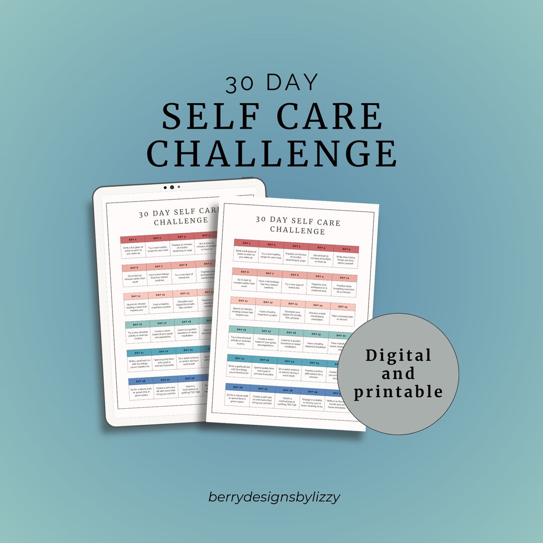 30 Day Self Care Challenge, Self Care Challenge, Self Care Printable ...