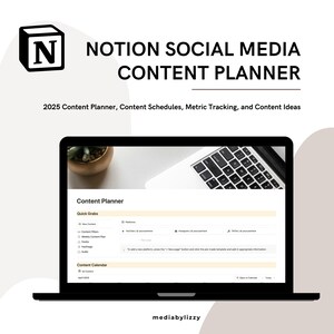 Social Media Content Planner Notion Template, Social Media Content Calendar, Social Media Planner, Metrics Tracker, Instant Download