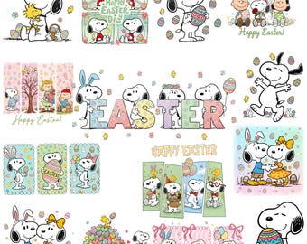Snoopy Easter PNG Bundle, Easter Beagle Clipart, Snoopy Easter Eggs, Peanuts Easter PNG, Spring Holiday Digital Download