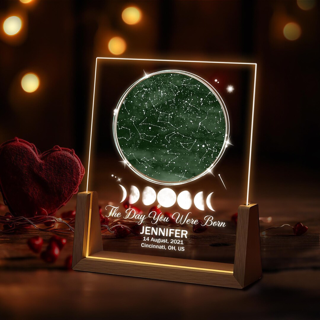 Personalized the Day You Were Born Star Map Night Light, Custom Star ...
