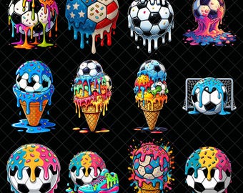 Soccer Ice Cream Drip PNG Bundle, Waffle Home Plate Png Digital File, soccer Player Drip Png, soccer Life, Sprinkle Drip