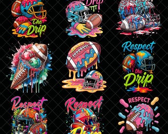 Respect The Drip PNG Bundle, Ice Cream Drip Png, Game Day Png, Baseball Drip Png, Football Soccer Baseball Respect The Drip Sublimation
