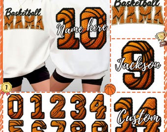 PNG de hilo sintético para mamá de jugador de baloncesto, PNG de baloncesto personalizado, PNG de baloncesto de ganchillo, diseño de camiseta para el día del partido, PNG de temporada de baloncesto