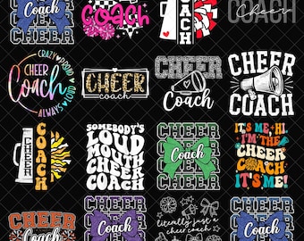 Cheer Coach PNG Bundle, Cheerleading Coach Sublimation, Loud Proud Cheer Coach Design, Cheer Mom Teacher Megaphone Bow PNG