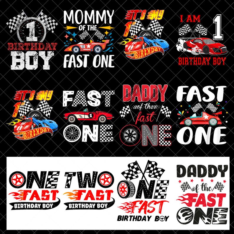 Fast One Designs Fast One Race Car Png Bundle, Racecar Birthday Party Png, Digital ...