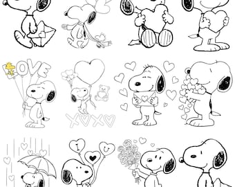 Valentines Day Png Svg Snoopy Bundle, Snoopy Love SVG PNG Bundle, Valentine's Day Clipart, Cute Snoopy Love PNG, Valentine Shirt Sublimation