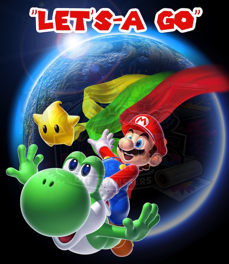 Super Mario Galaxy, Yoshi, Lets-a-go, 300 DPI PNG, Instant Download - Etsy