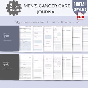 Men&#39;s Cancer Care Journal Printable Planner for Self-Care and Reflection | Treatment and Chemo Tracker Cancer Patient Gift Caregiver Journal