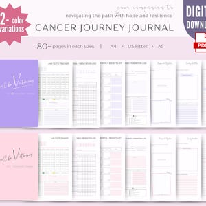 Cancer Journey Journal Printable Planner for Self-Care and Reflection | Treatment Tracker Chemo Care Cancer Patient Gift Caregiver Journal