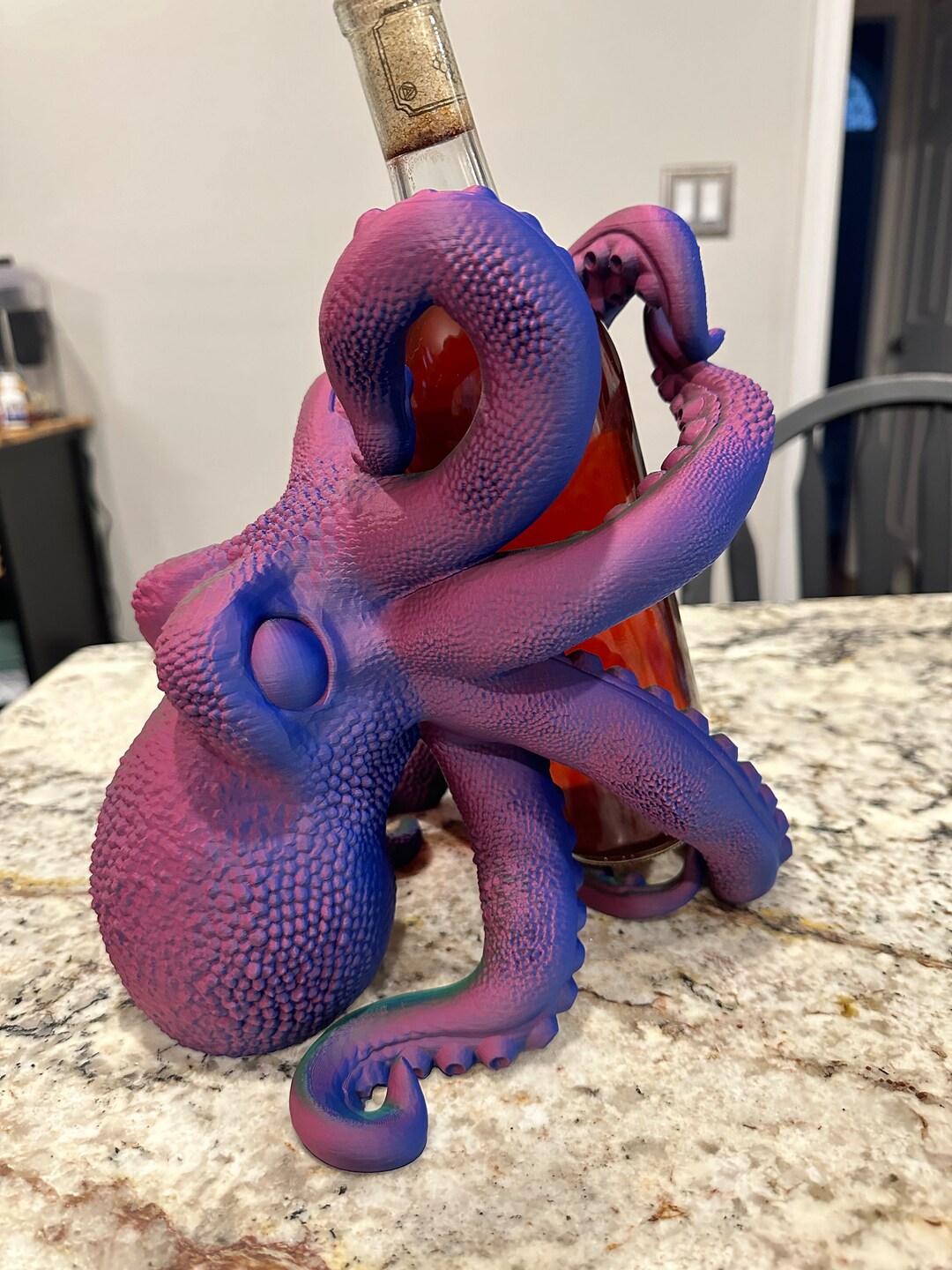 Tricolor Octopus Wine Bottle Holder 3d Printed Etsy