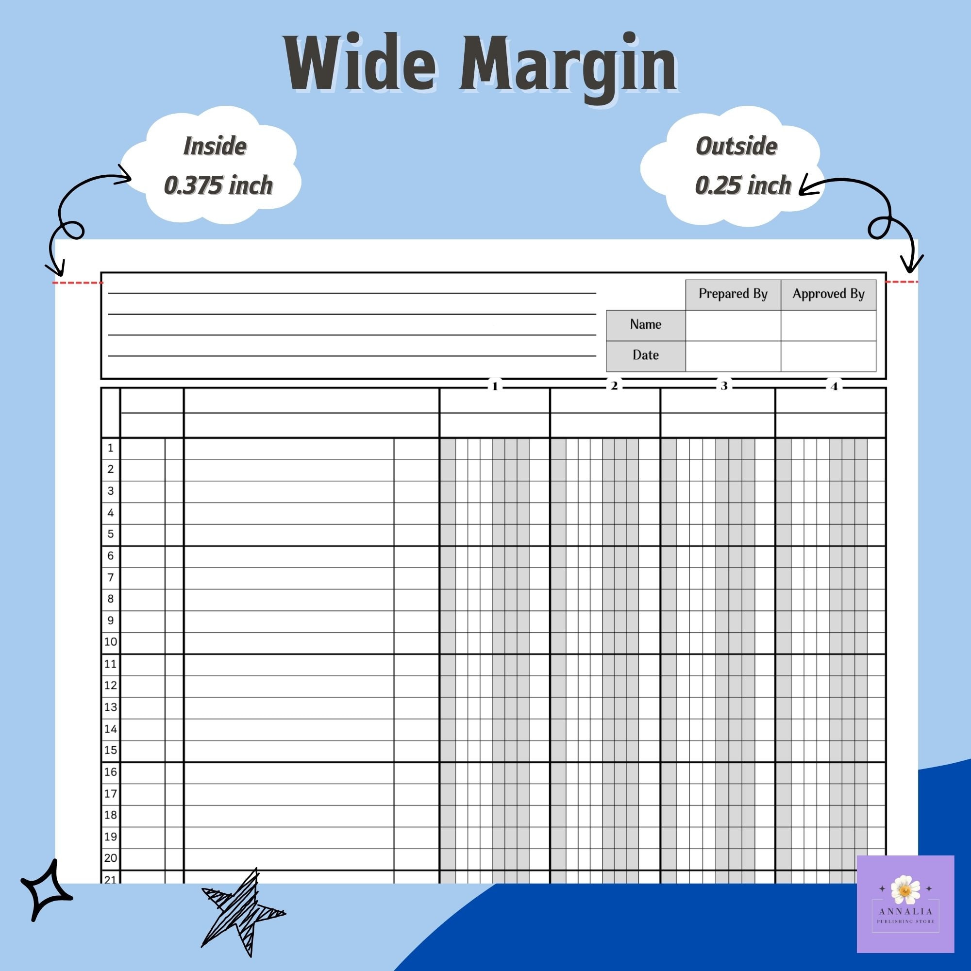 4 Column Accounting Ledger Printable Column Paper/ PDF Files, US Letter ...